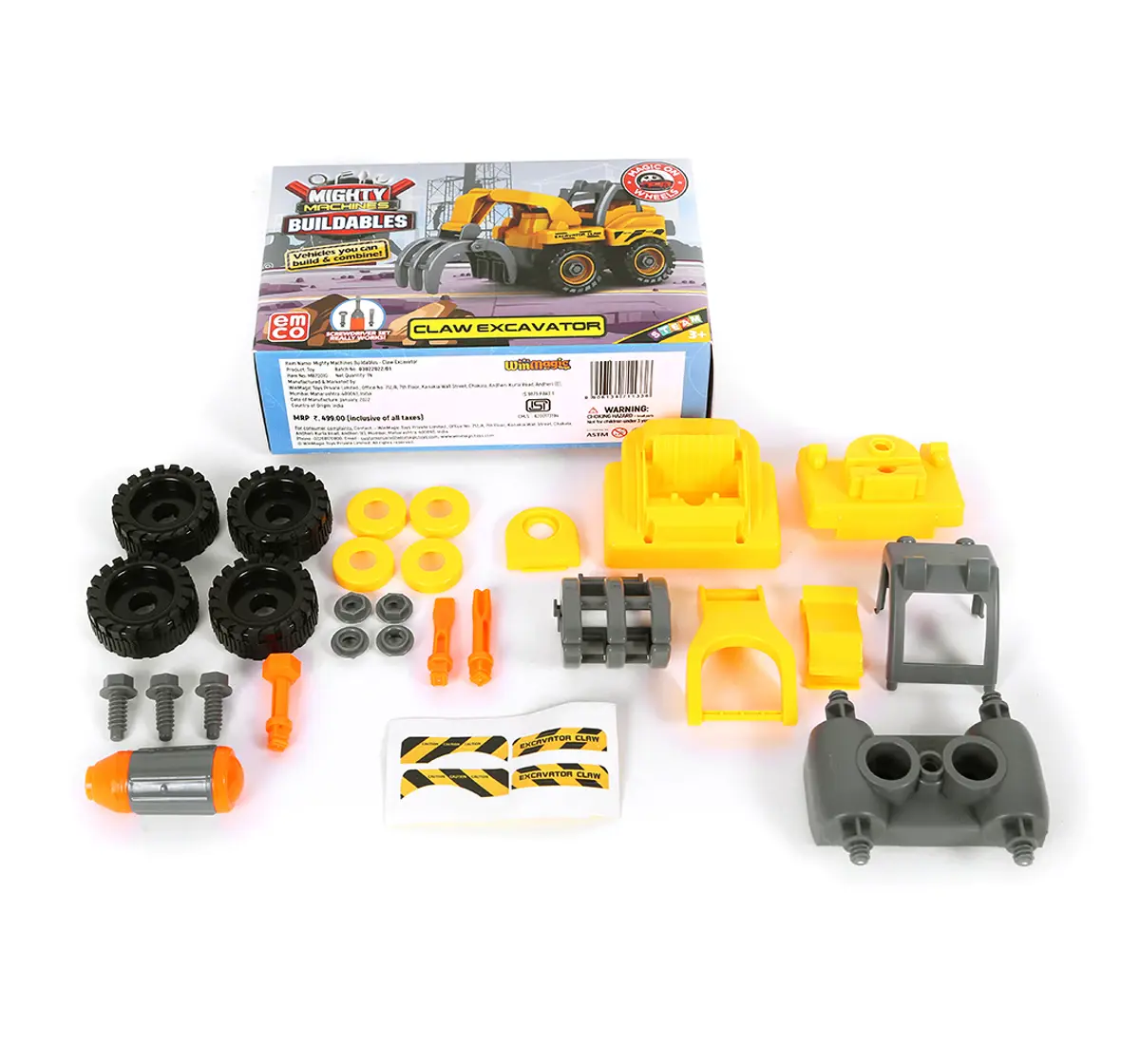 Mighty Machines Claw Excavator Construction Vechile for kids 3Y+, Multicolour
