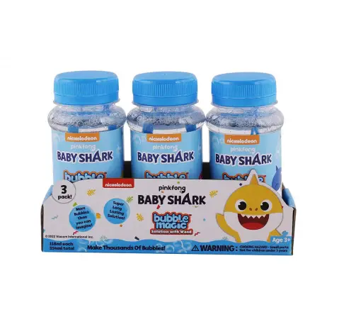 Bubble Magic Baby Shark 118 ML Solution Pack of 3 For Kids of Age 3Y+, Multicolour
