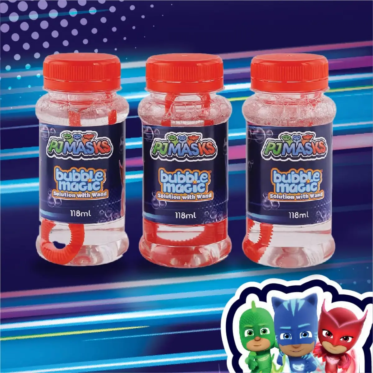 Bubble Magic PJ Masks 118 ML Solution Pack of 3 For Kids of Age 3Y+, Multicolour