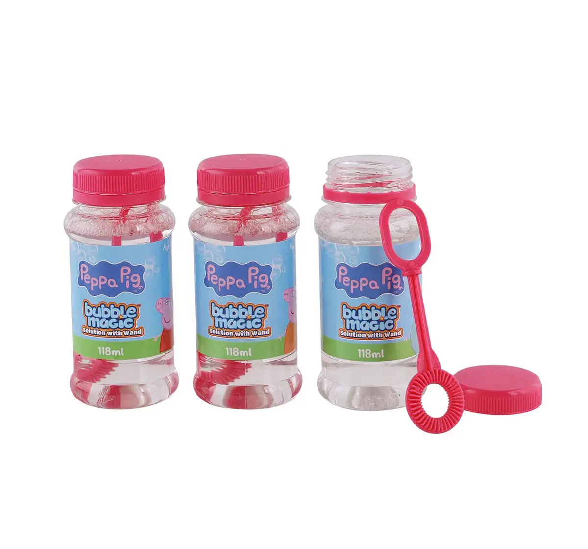 Bubble Magic Peppa Pig 118 ML Solution Pack of 3 For Kids of Age 3Y+, Multicolour