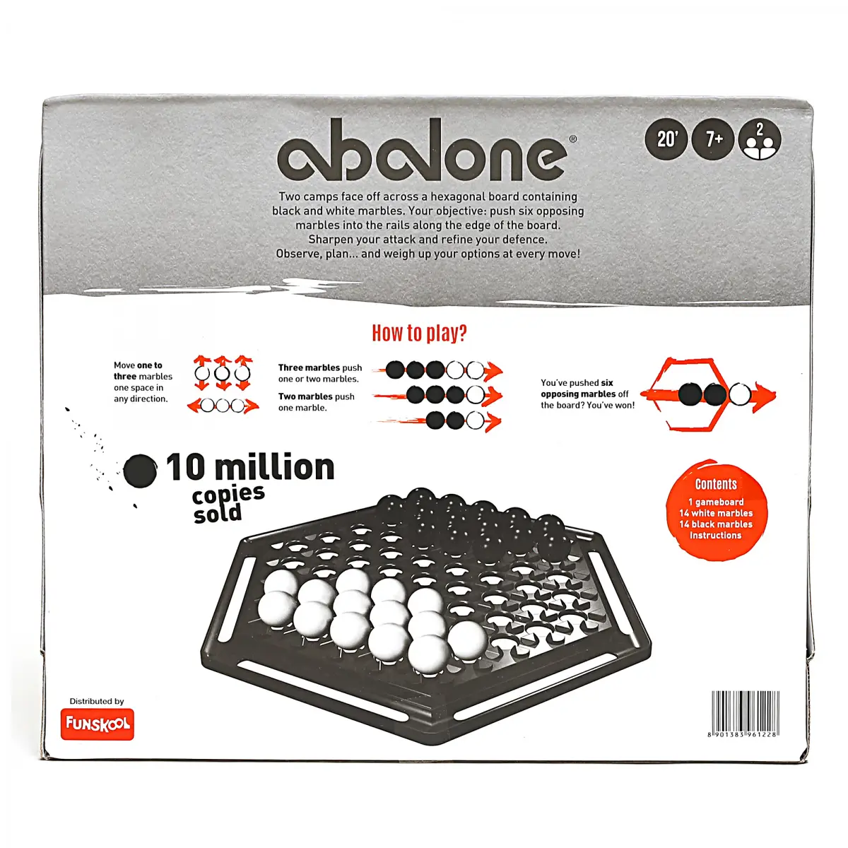 Funskool Abalone Strategical Hexagonal Board Game, Black And White, 7Y+