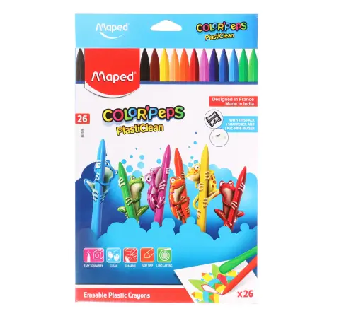 Maped Color'Peps Erasable Plastic Crayons - Assorted, 3Y+ (Multicolour)