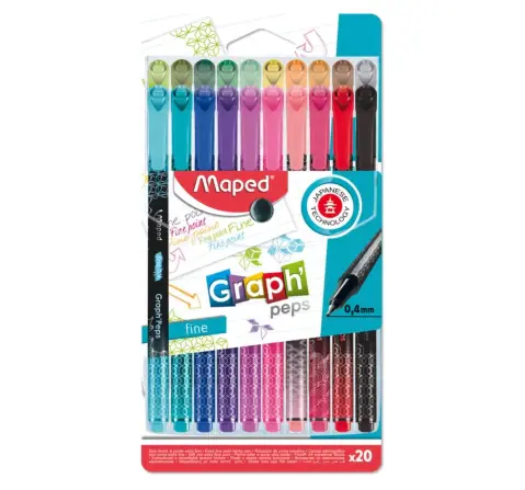 Maped Fineliner Mania Pen Set With 24 Different Stencils - Assorted, 5Y+ (Multicolour)