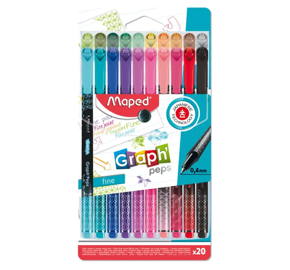 Maped Fineliner Mania Pen Set With 24 Different Stencils - Assorted, 5Y+ (Multicolour)