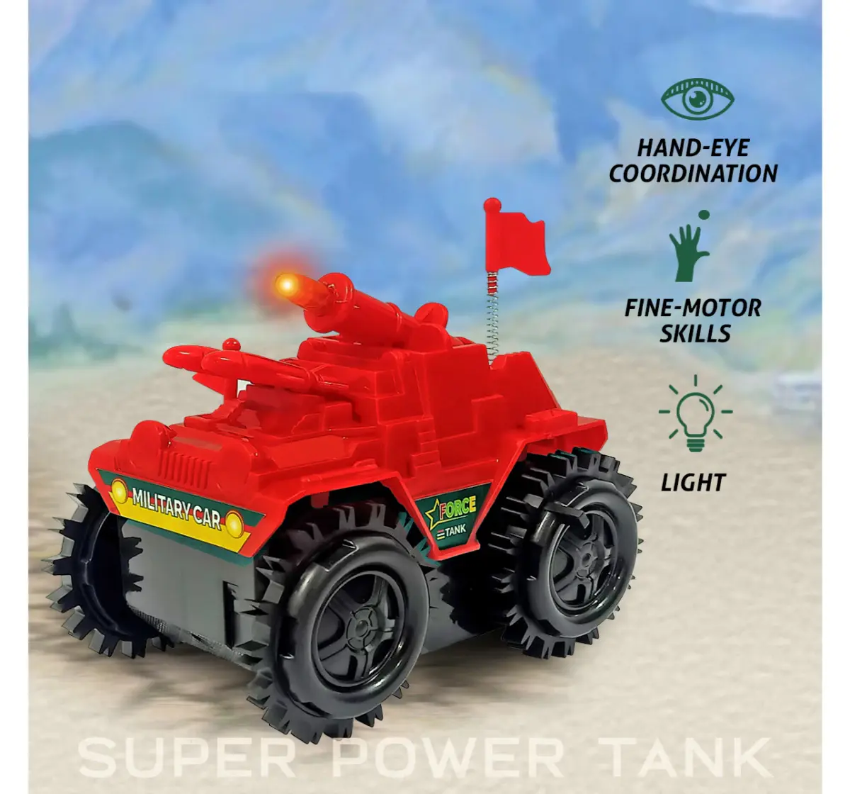 Rowan Military Tumbling Tank Toy for Kids. Tumbling Fighter Tank 360 Stunt Action, Battery Operated Tumbling Tank Toy 3Y+