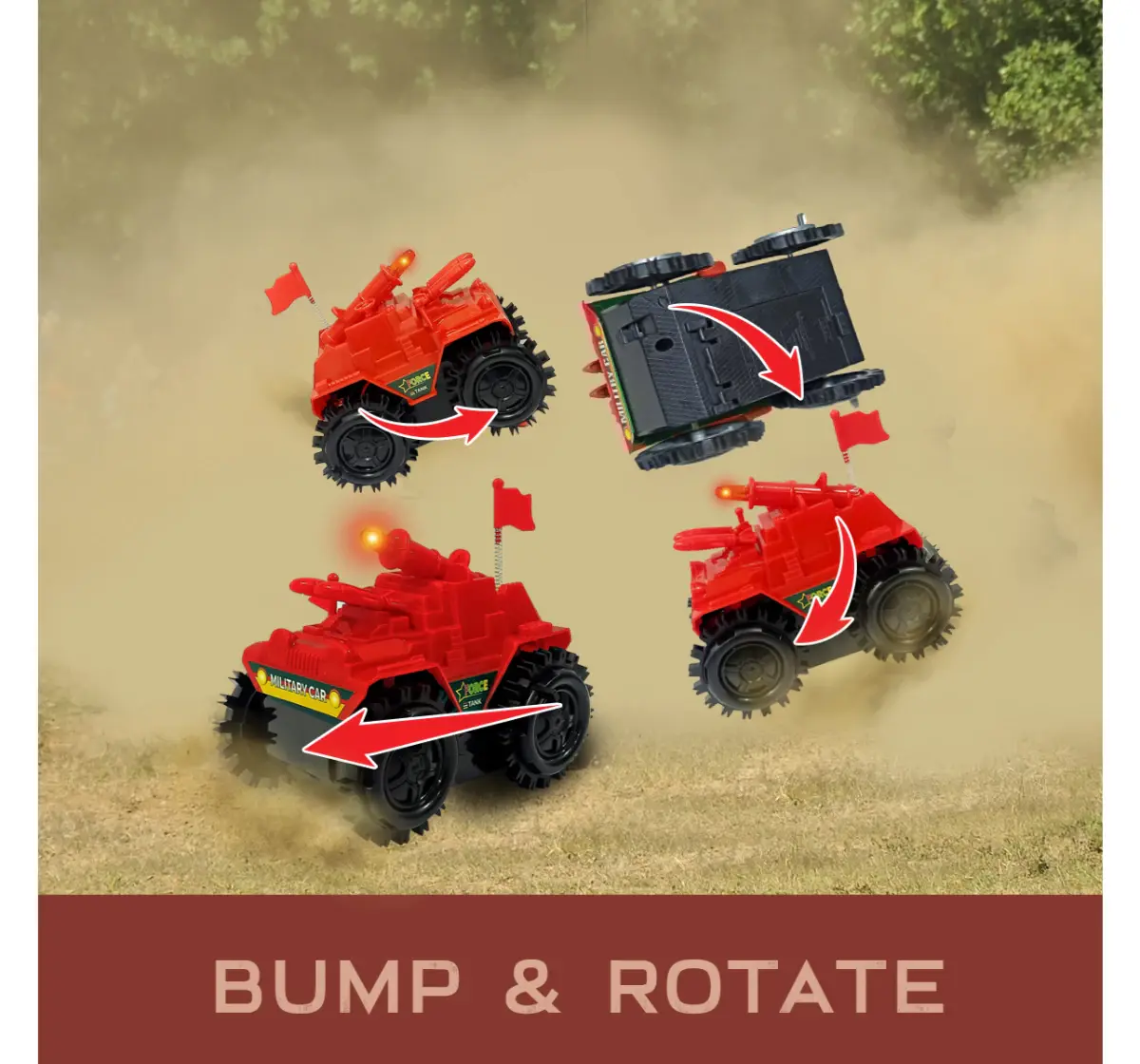 Rowan Military Tumbling Tank Toy for Kids. Tumbling Fighter Tank 360 Stunt Action, Battery Operated Tumbling Tank Toy 3Y+