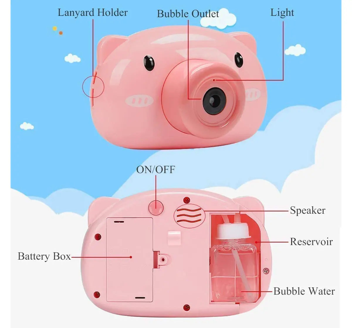 Rowan Bubble Camera Light & Sound Toy for Kids 12M+, Multicolour