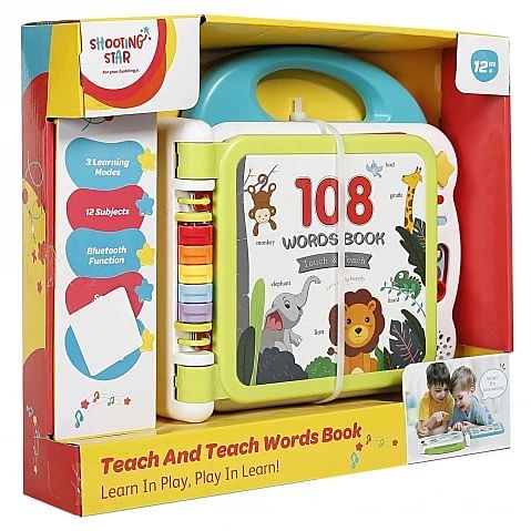 Shooting Star Teach Words Book for Kids, 108 Words, 3 Learning Modes, 12 Subjects, Comes with Bluetooth Function, 12M+, Multicolour