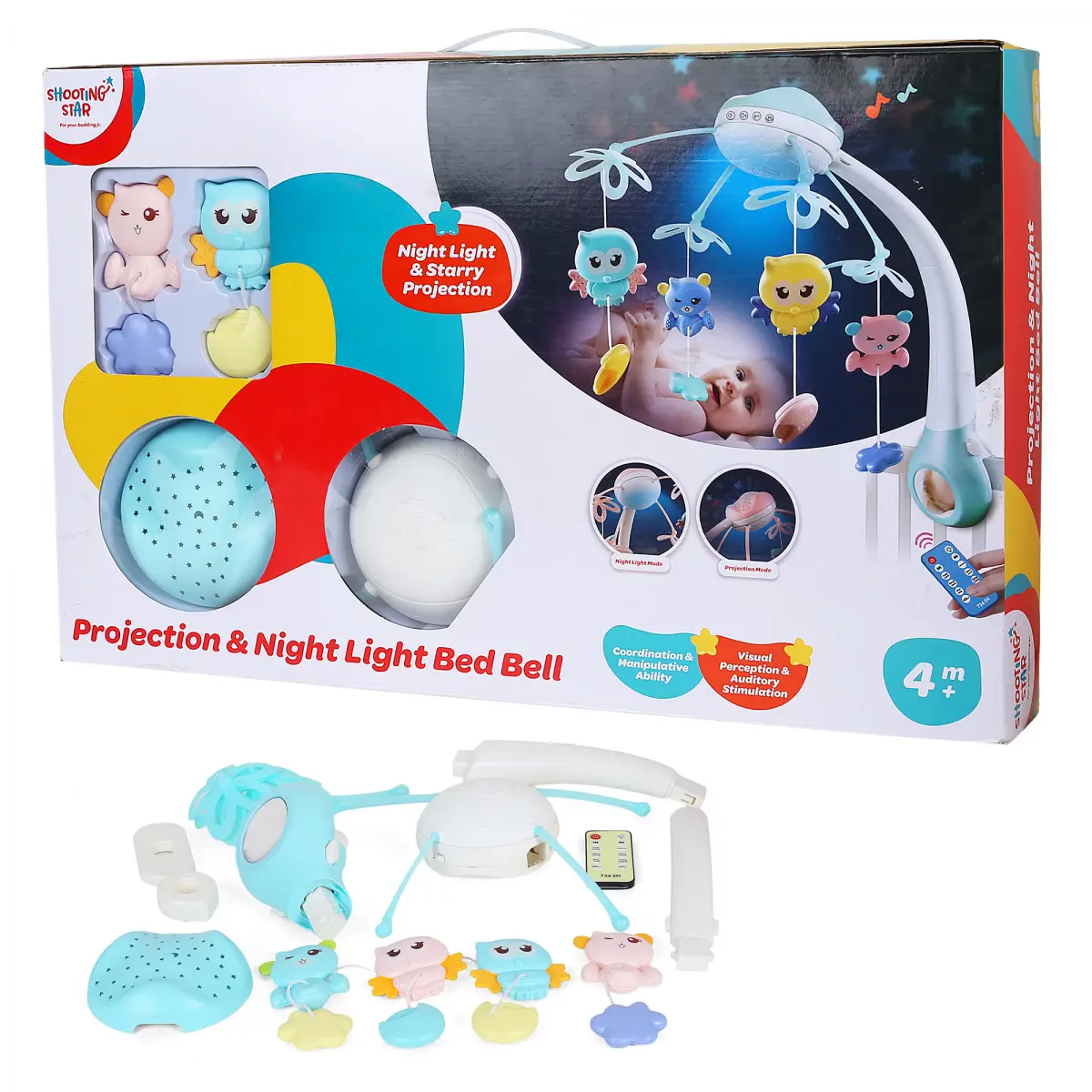 Shooting Star Projection & Night Light Bed Bell, 4M+, Multicolour