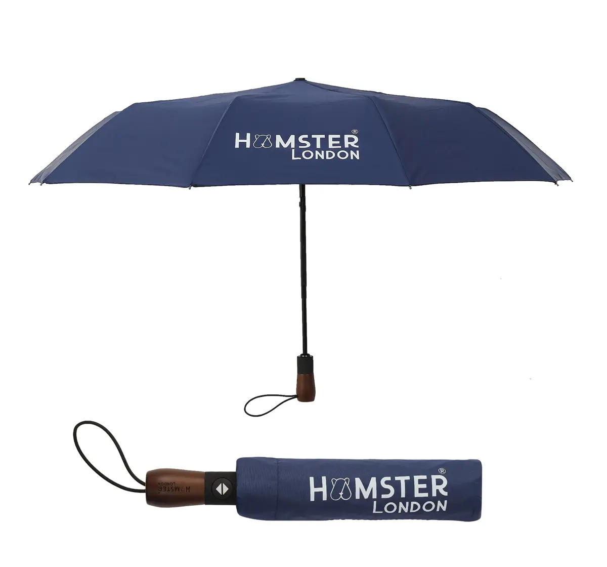 Hamster London Wooden Auto Umbrella Blue 16Y+
