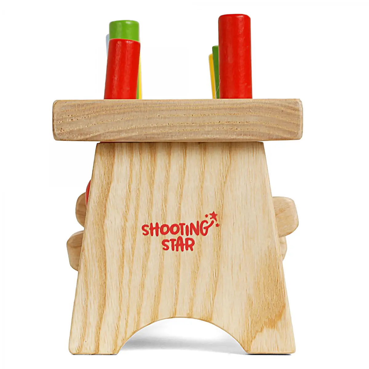 Shooting Star Wooden Hammer Bench, Peg Toy for Kids, Pounding Bench Hammering Block Punch Drop Instruments with Mallet, Kids for 12M+, Multicolour