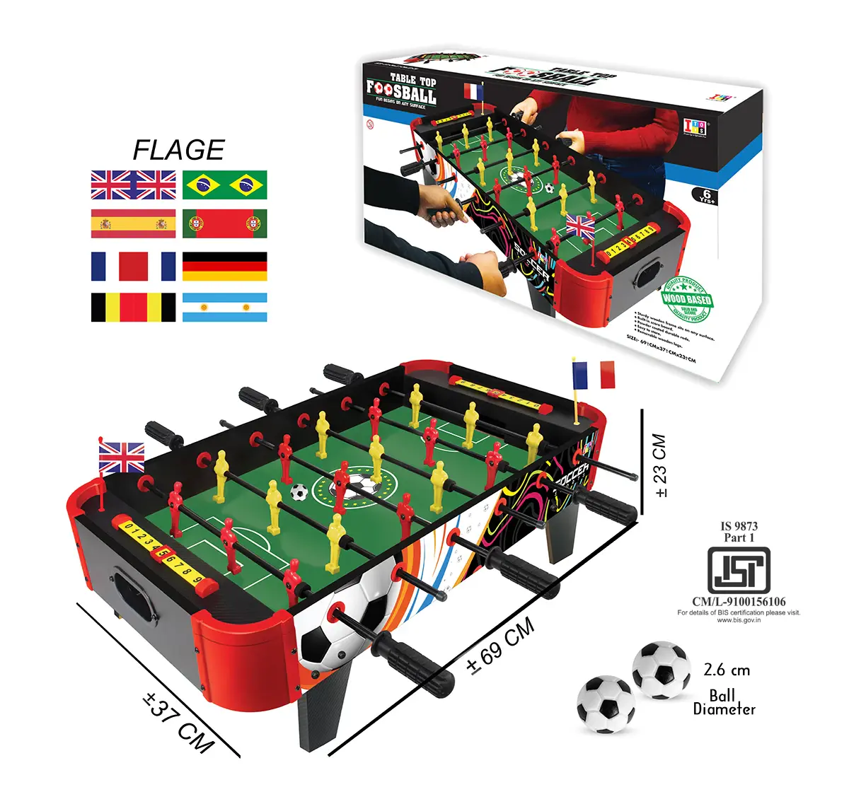 ITOYS Table Top Foosball Medium, Multicolour, 6Y+