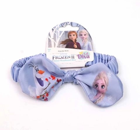 Disney Frozen II Blue Headband With A Bow by Li'l Diva - Printed Elsa & Olaf For Girls 3 Years And Above, Blue
