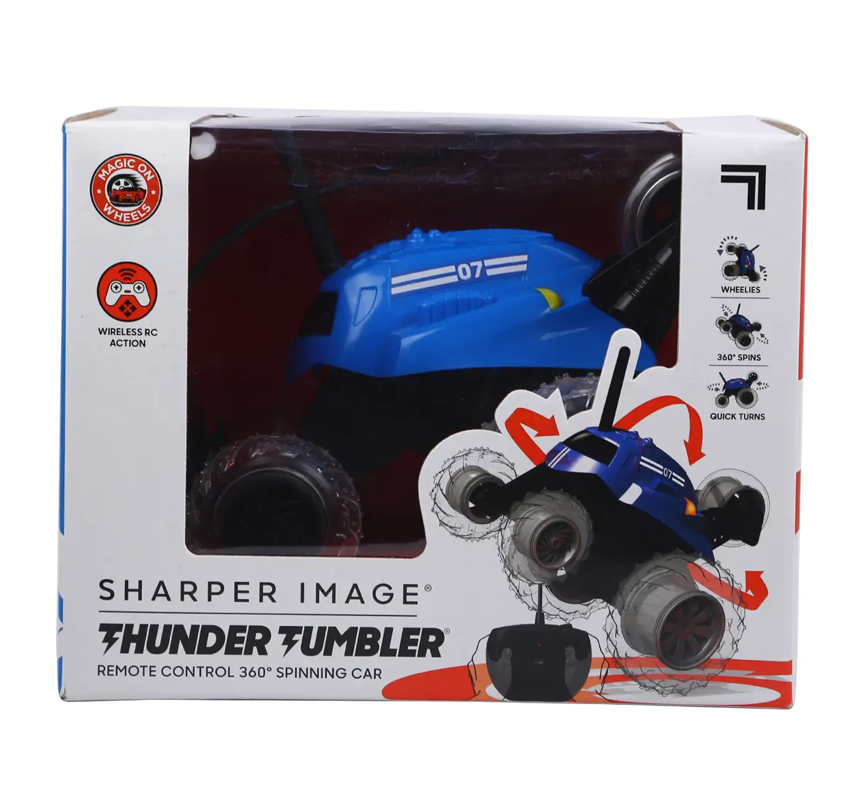 New Sharper Image Thunder Tumbler Remote Control 360 Degree Spinning Car  Blue