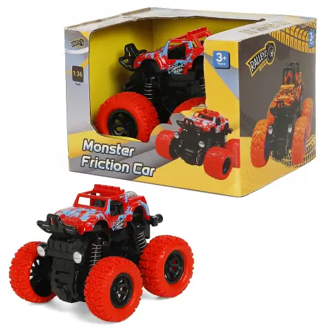 Rallyez Pull Back Monster Friction Cars Toys Truck, 3Y+, Red