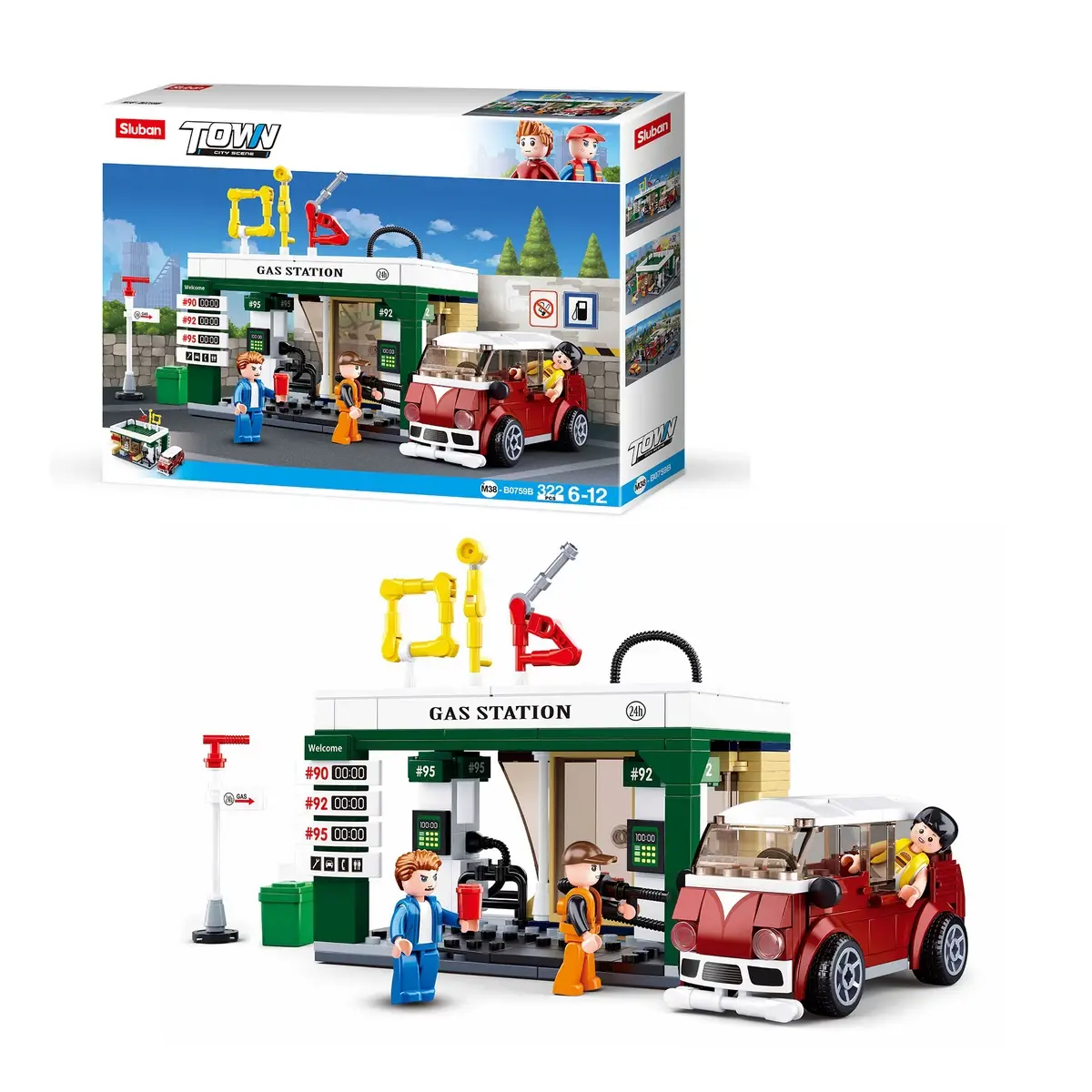 Sluban Building Block Toy Town-Petrol Station Multicolour, 6Y+