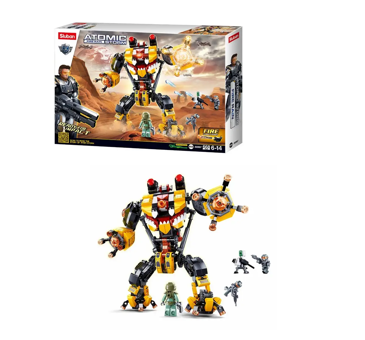 Playzu Building Block Toy Fire Rain-Inquisitor Robot Multicolor 6 Years+