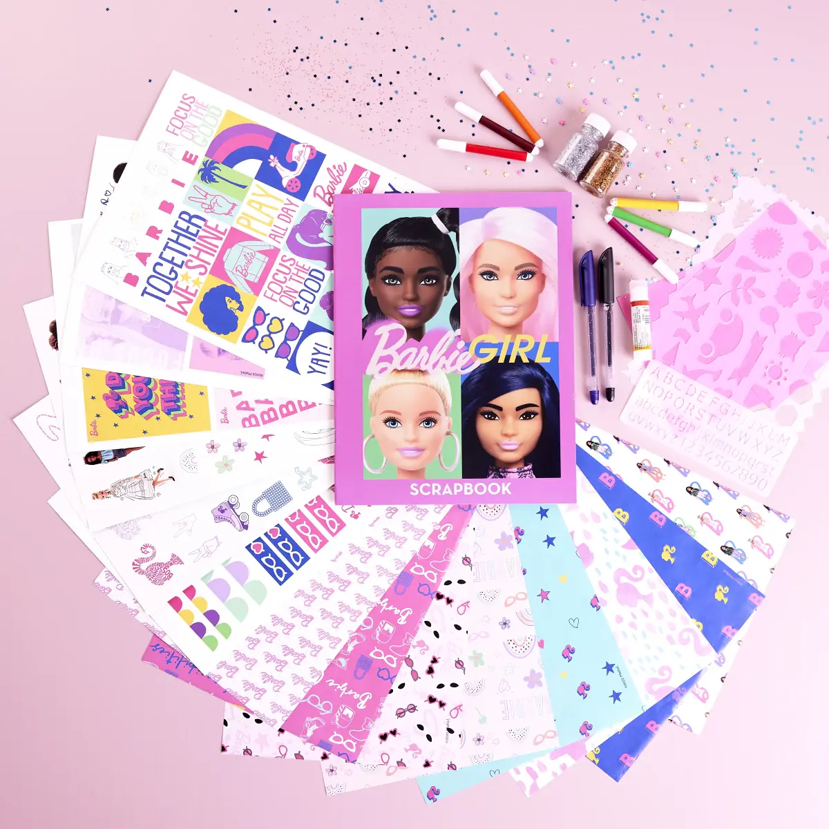 Barbie Scrapbook Kit theamed DIY Scrapbook Kit, Exciting Scrapbook Kit with All The Material to Design and Decorate Your own Customized Scrapbook, Kids for 7Y+, Multicolour