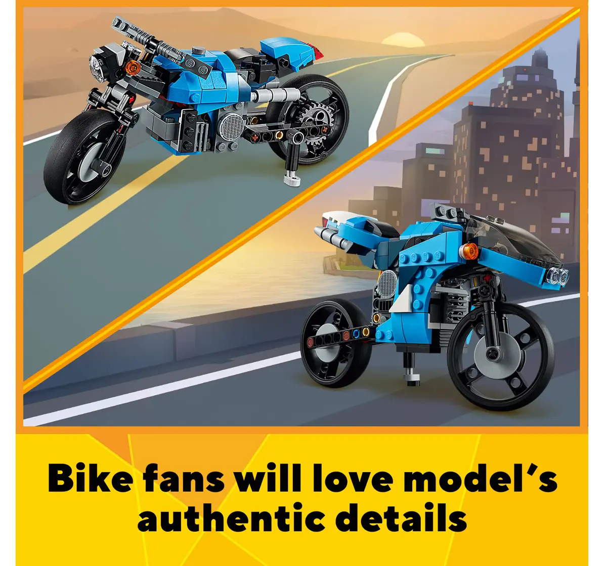 Creator 3in1 Superbike Building Kit by LEGO ; A Modern Motorbike, A Classic Motorcycle or A Futuristic Hoverbike for Kids Aged 7 Years + (236 Pieces)