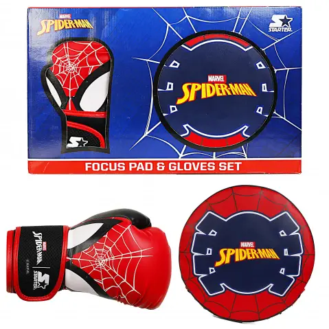 Marvel Spiderman Focus Pad & Gloves Set, Easy to Assemble, Boxing Gloves, Focus Pads , Kids for 3Y+, Red