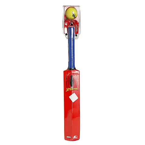 Marvel Plastic Spiderman Style Cricket Set with Bat and Ball, Outdoor and Indoor Sports Game, Kids for 3Y+, Multicolour