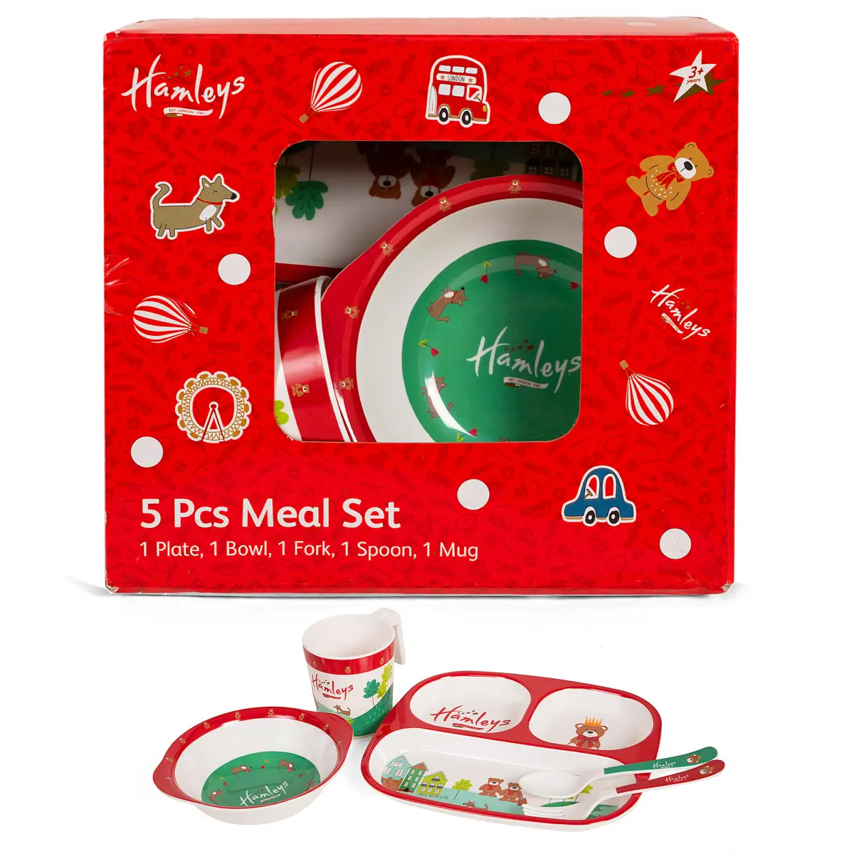 Hamleys Servewell London Meal Set, 5PCs, Red