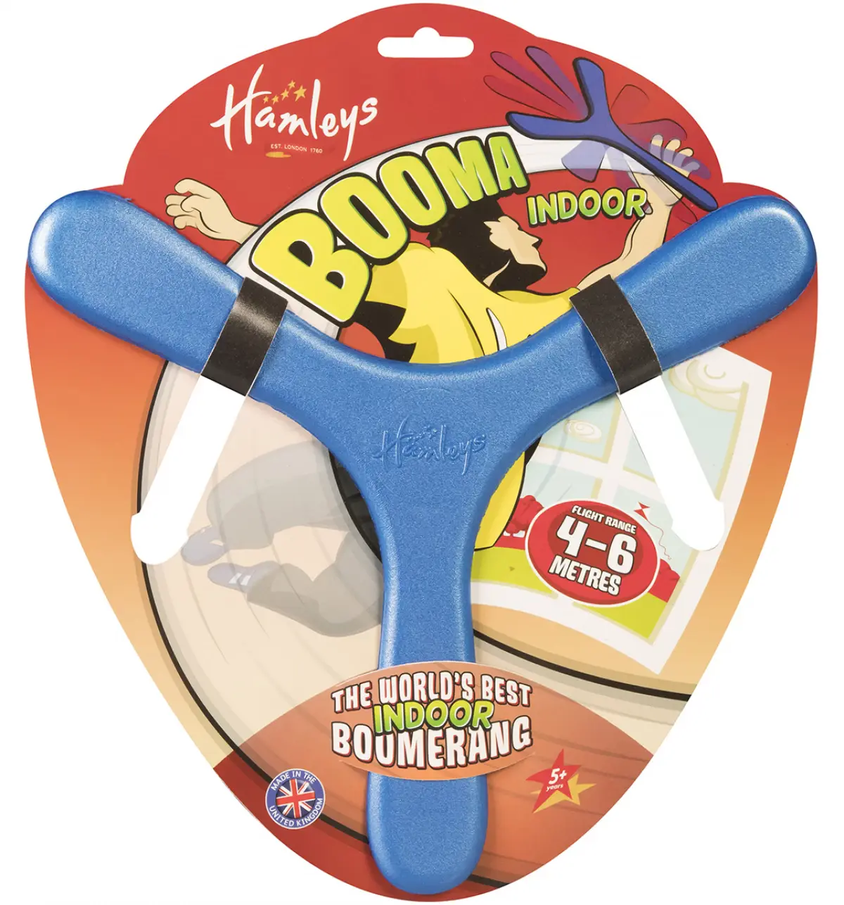 Hamleys Booma Boomerang Returning Spinning Star Beginners and Young Thrower, Kids for 5Y+, Red