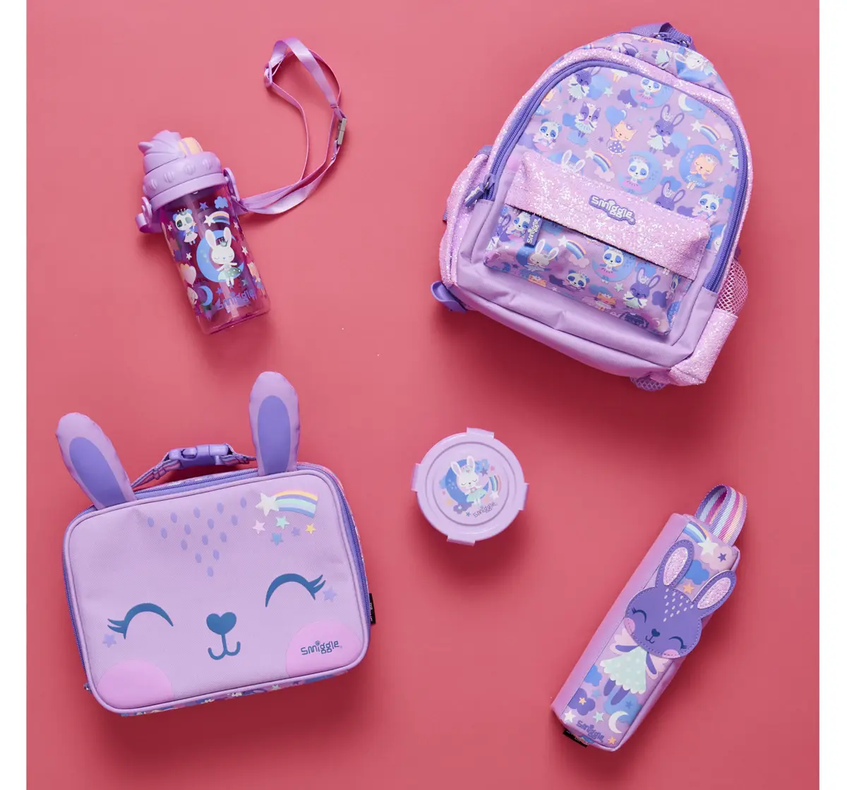 Smiggle Round About Lunch Box Bento, Medium, Lilac, 3Y+