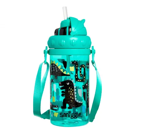 Smiggle Round About Teeny Tiny Bottle With Strap, Green, 3Y+