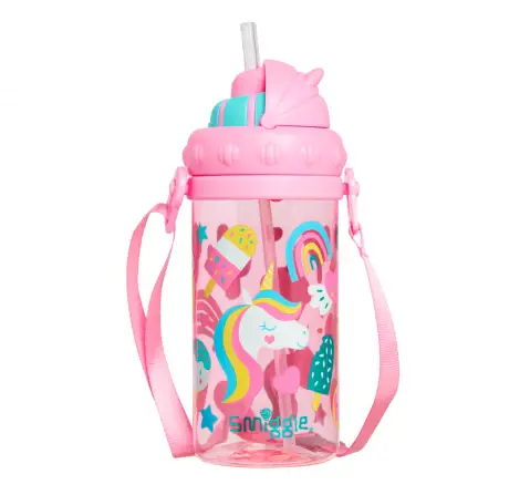 Smiggle Round About Teeny Tiny Bottle With Strap, Pink, 3Y+