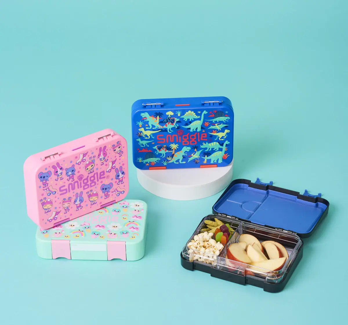 Smiggle Movin' Lunch Box Bento, Medium, Pink, 3Y+