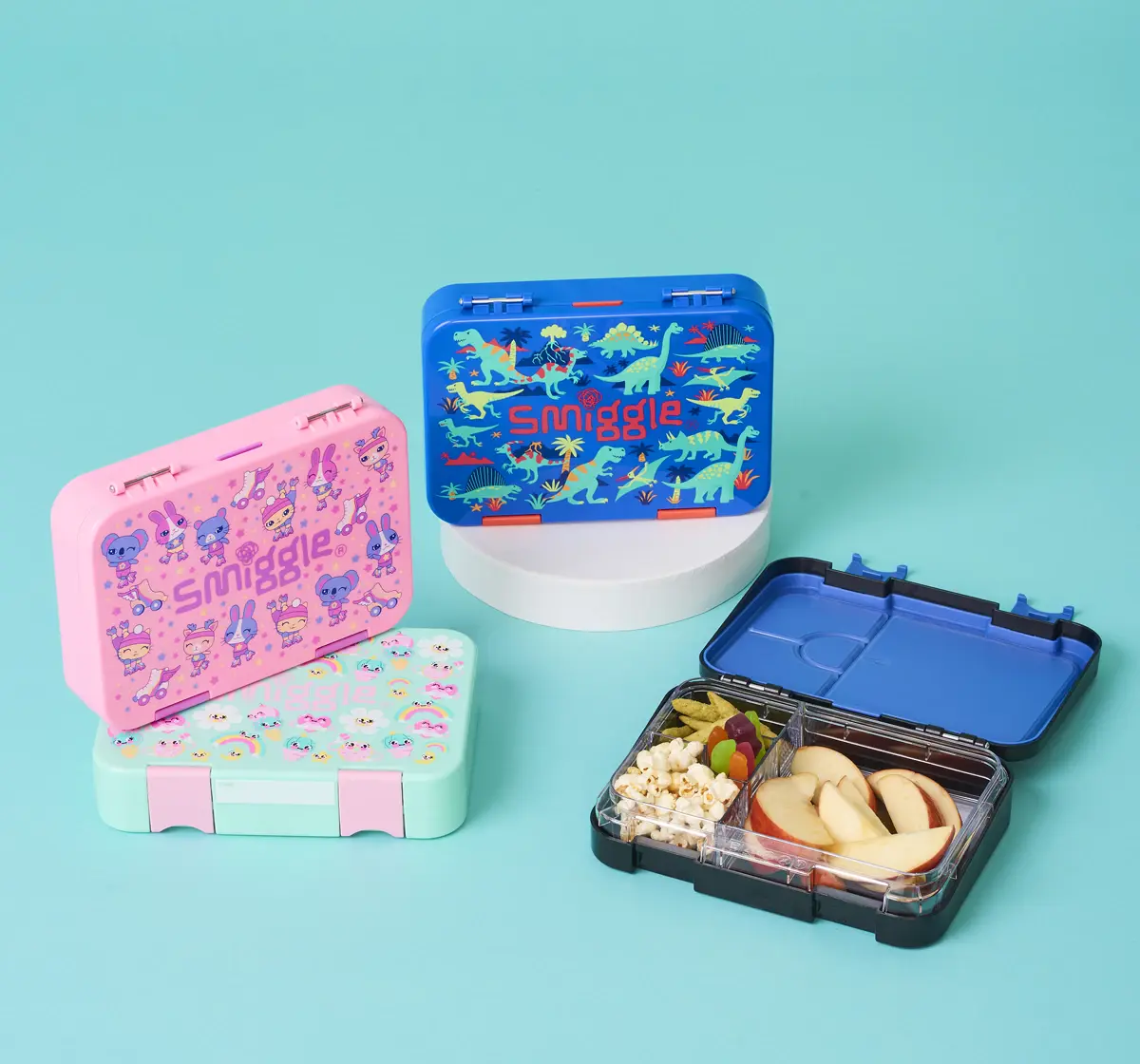 Smiggle Movin' Lunch Box Bento, Medium, Blue, 3Y+