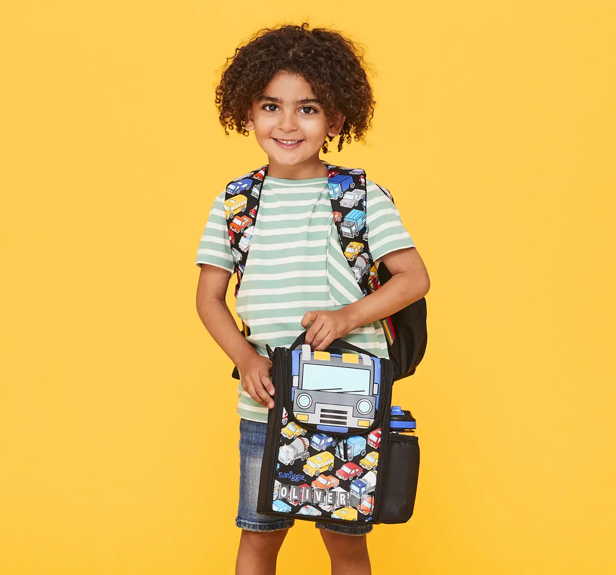 Smiggle Movin' Lunch Box With Strap, Black, 3Y+