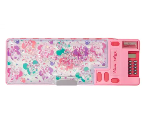 Smiggle Minnie Mouse Confetti Pop out Pencil Case With Calculator, Pink, 3Y+