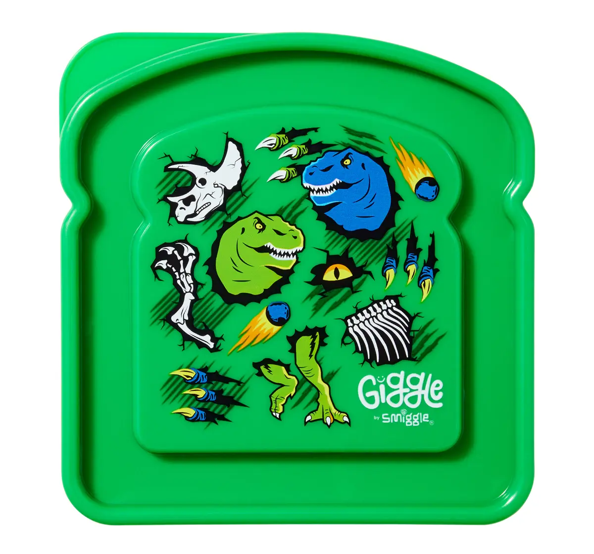 Smiggle Giggle 7 Sandwich Container, Green, 3Y+