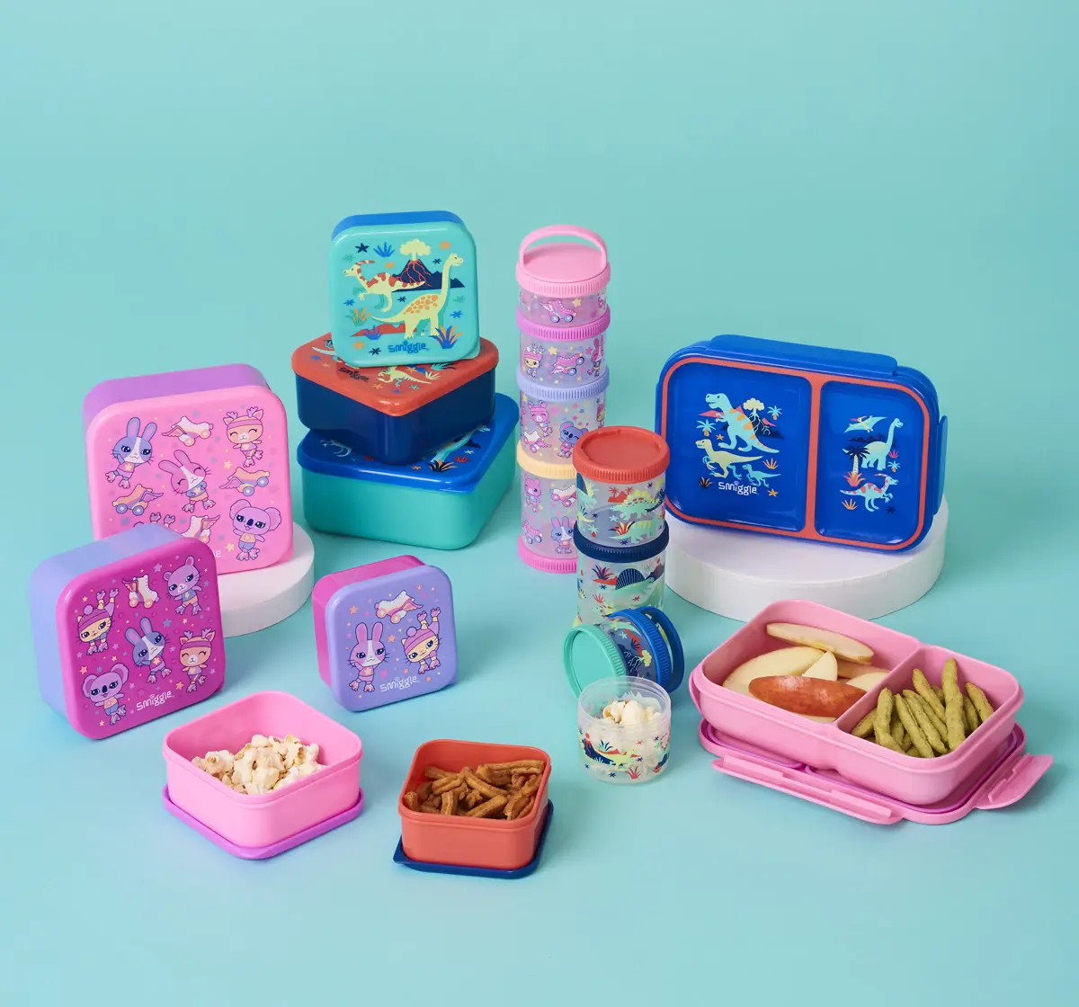 Smiggle Movin' Containers 4 in 1, Pink, 3Y+