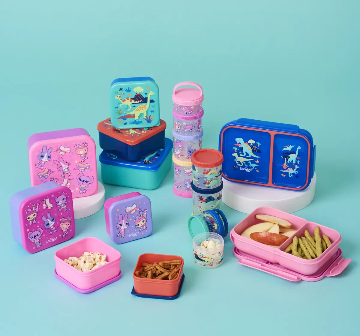Smiggle Movin' Containers 4 in 1, Blue, 3Y+