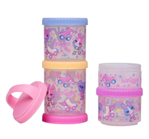Smiggle Movin' Stackable Containers set of 4, Pink, 3Y+