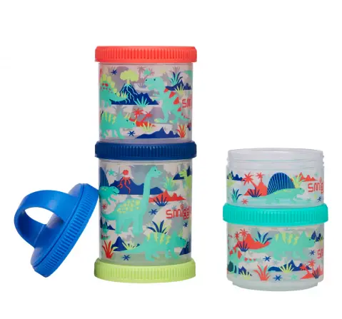 Smiggle Movin' Stackable Containers set of 4, Blue, 3Y+
