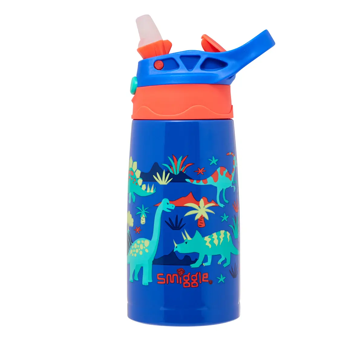 Smiggle Movin' Steel Flip Junior Water Bottle, Blue, 400ml