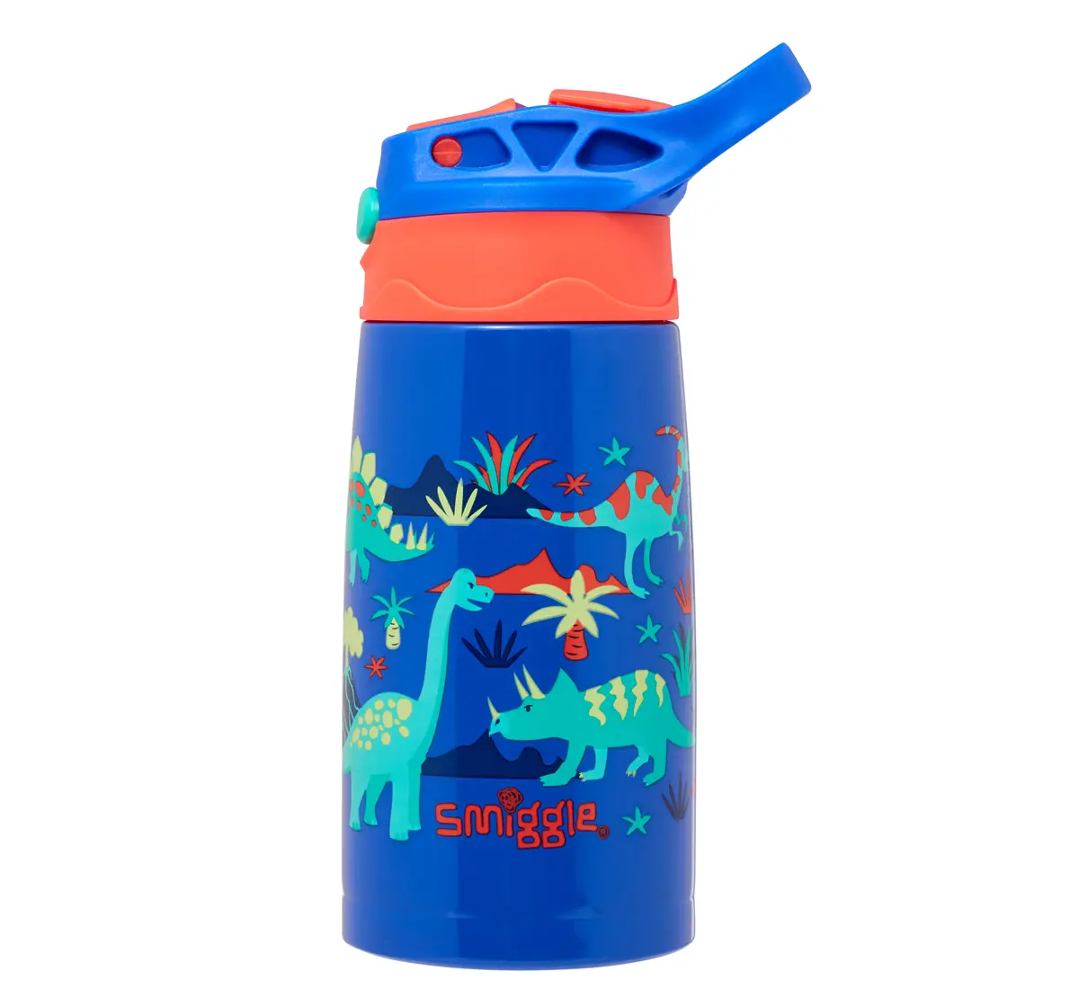 Smiggle Movin' Steel Flip Junior Water Bottle, Blue, 400ml