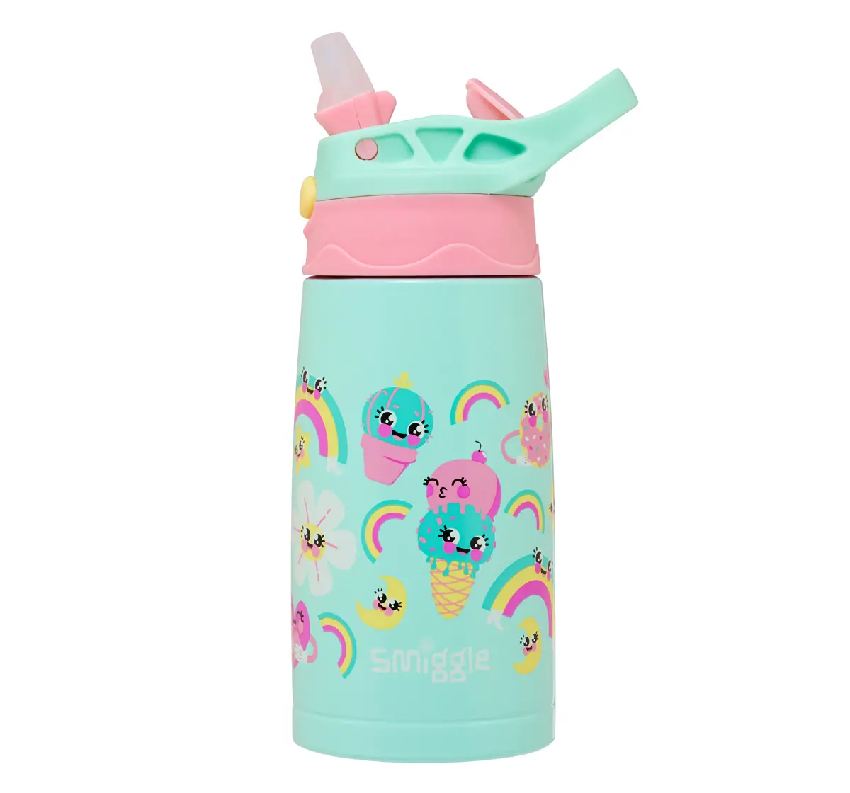 Smiggle Movin' Steel Flip Junior Water Bottle, Mint, 400ml