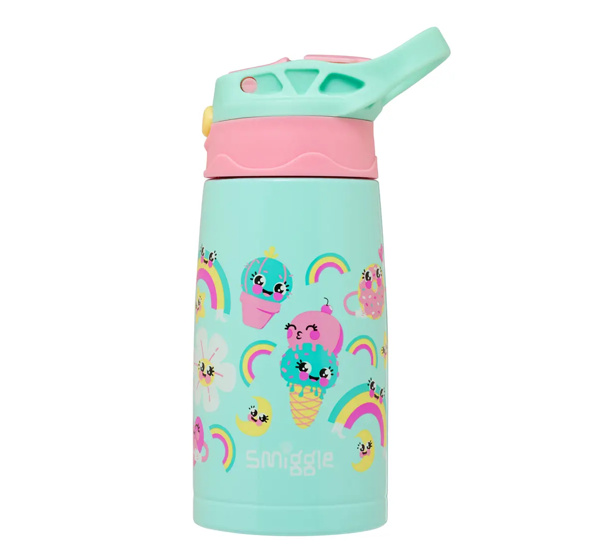 Smiggle Movin' Steel Flip Junior Water Bottle, Mint, 400ml