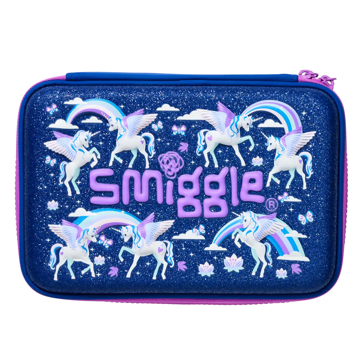 Smiggle Away Hard Top Double Up Pencil Case, Navy Blue, 3Y+