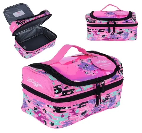 Smiggle Away Double Decker Lunch Bag for Kids, Pink, 3Y+