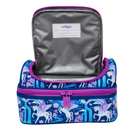 Smiggle Away Lunch Box Double Decker, Navy Blue, 3Y+