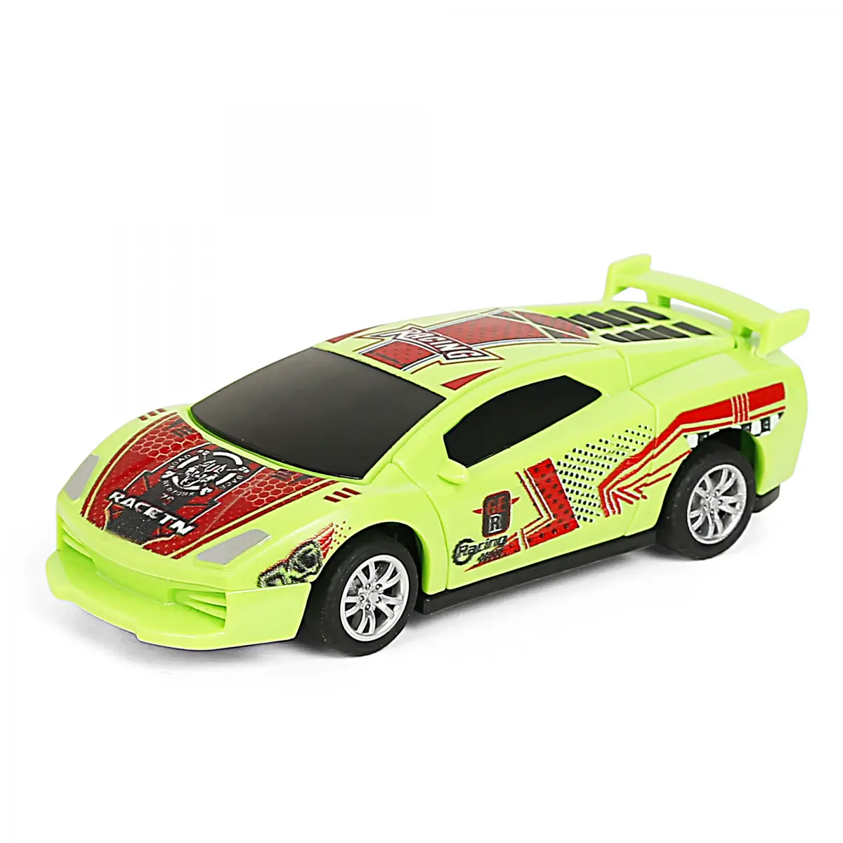 Ralleyz Pull Back Crash Car, 2 Modes Racing Stunt Vehicle Toy, Crash Car, Racing Toy, Friction High Speed Car, Kids for 3Y+, Green