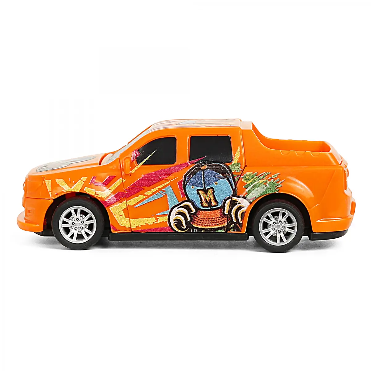 Ralleyz Pull Back Crash Car, 2 Modes Racing Stunt Vehicle Toy, Crash Car, Racing Toy, Friction High Speed Car, Kids for 3Y+, Orange
