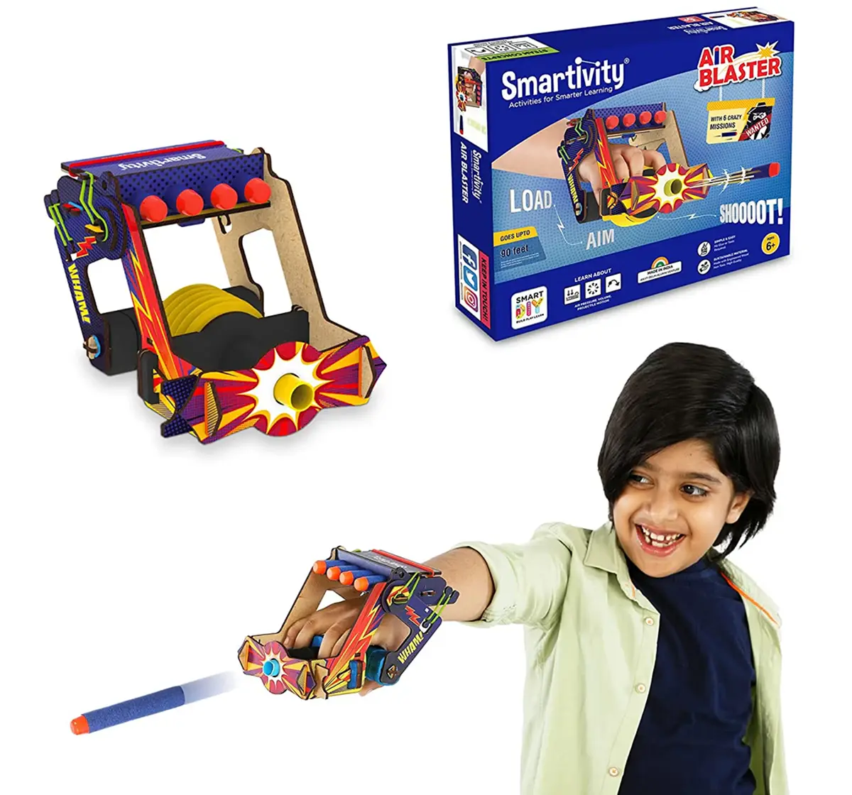 Smartivity Air Blaster Science STEM DIY Fun Toy Gun, Educational & Construction Based Activity Game for Kids 6 to 14
