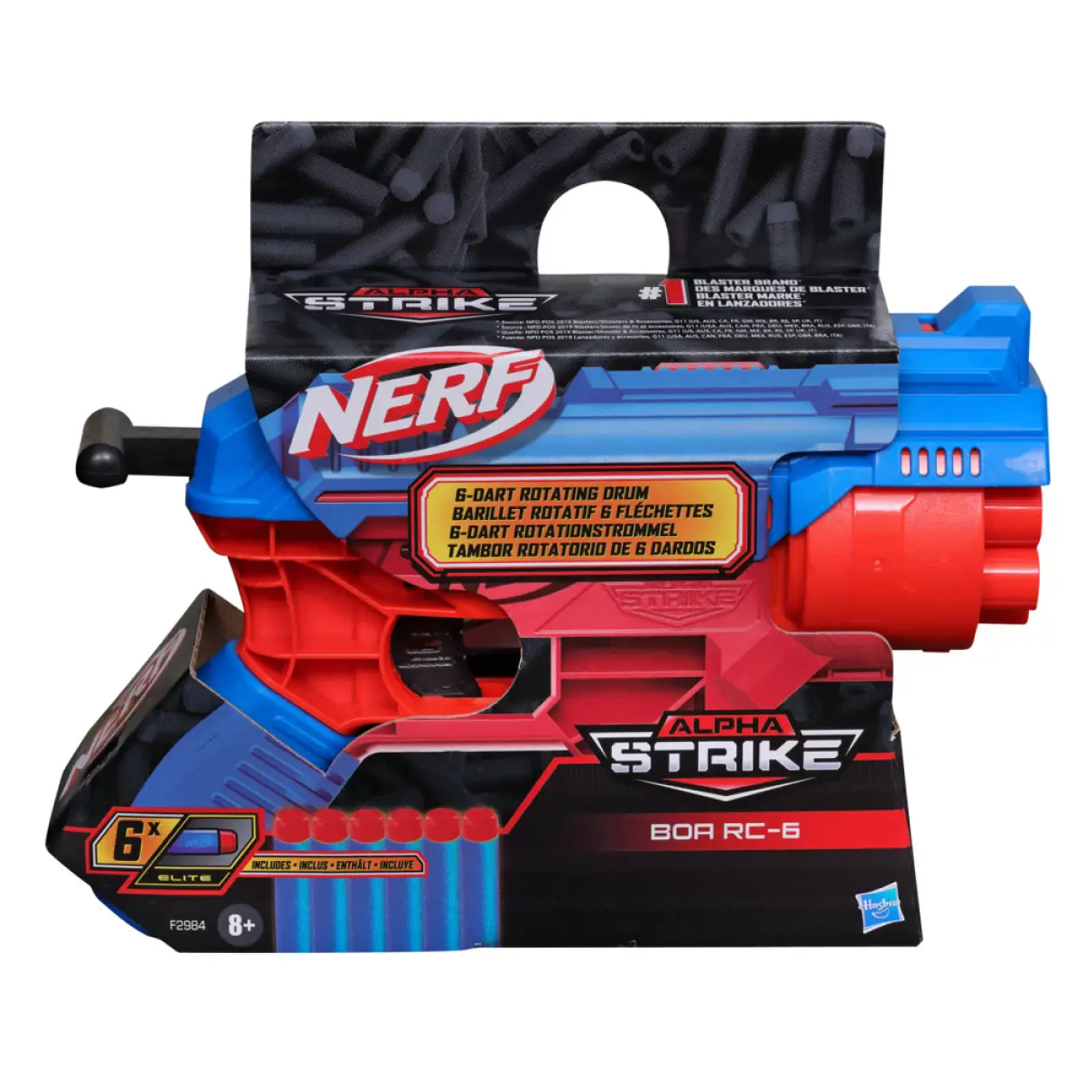 Nerf Alpha Strike Boa Rc-6 Dart Blaster With 6-Dart Rotating Drum -- Fire 6 Darts In A Row -- Includes 6 Official Nerf Elite Darts